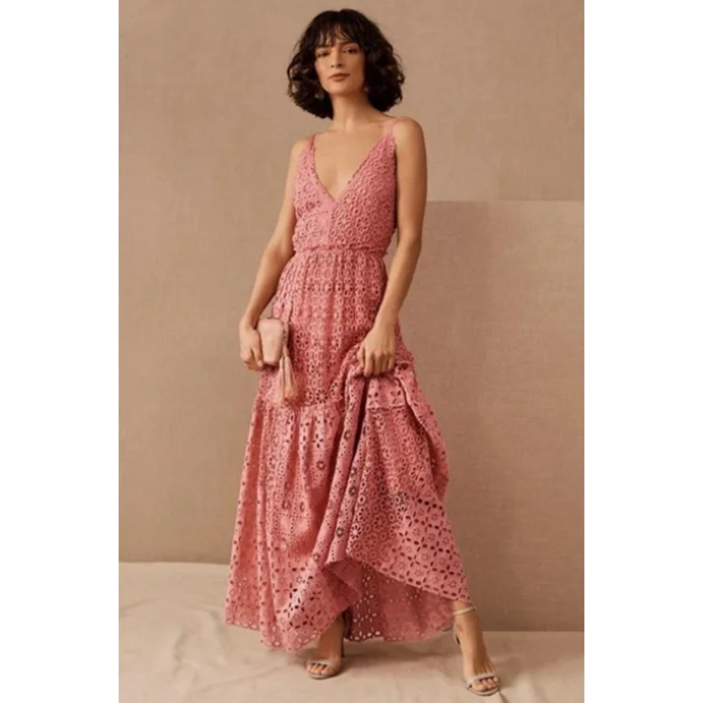 BHLDN F.P. One Robinne Coral Crochet Maxi Dress  Bohemian Lace